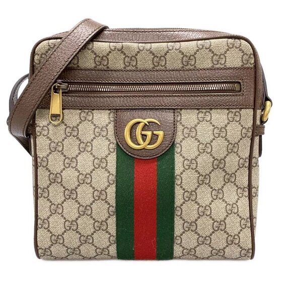 100% Auth GUCCI Ophidia GG Small Messenger Bag 547926 Gray Beige DarkBrownMulti - Picture 1 of 14